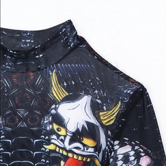 HP!✨Black demons mesh long sleeve bodysuit - Picture 9 of 13